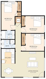 3 Bedroom 2 Bath plan 1