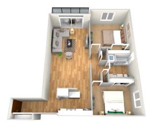  Floor Plan Two Bedroom One Bath