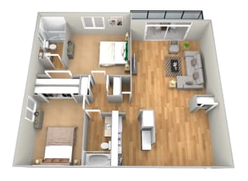  Floor Plan Two Bedroom Two Bath