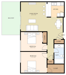  Floor Plan Two Bedroom One Bath