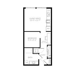 1 Bed 1 Bath Floorplan F at Huntington Apartment Homes, South San Francisco, CA 94080