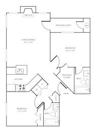 Two bed two bathroom floorplan with balcony at Rosemeade Apartments, California