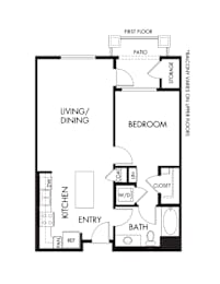 A black and white image of a floor plan for a house.