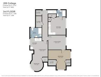 A floor plan for a 3rd floor apartment of a college.