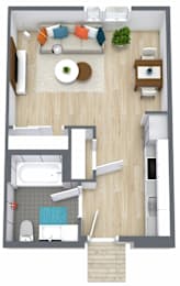 Studio floorplan at Altaire at Jackson Park, Seattle, 98125
