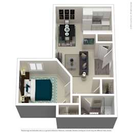  Floor Plan 1 Bedroom, 1 Bathroom B