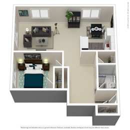  Floor Plan 1 Bedroom, 1 Bathroom C