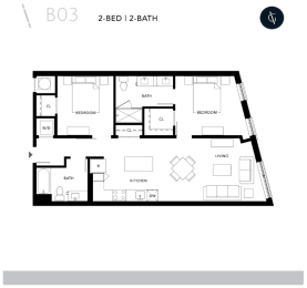 Floor Plan  the floor plan of a 2 bed apartment