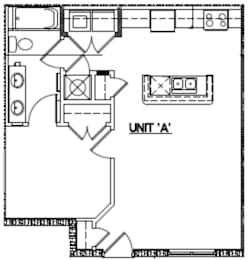 A black and white diagram of a floor plan for Unit A.