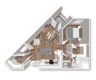 A cutaway drawing of a house showing the interior layout.