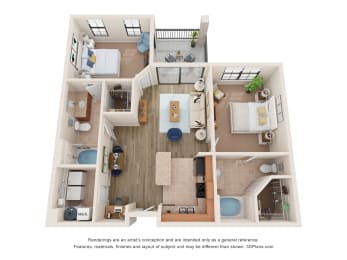 bedroom floor plan at the approach at summit park apartments in hendersonville, nc