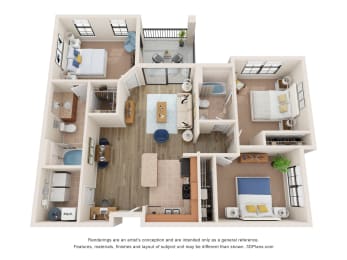 bedroom floor plan at the approach at summit park apartments in hendersonville, nc
