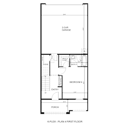 Floor Plan  A drawing of the first floor plan of a 6-plex.