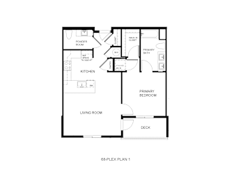 Floor Plan  A black and white image of a floor plan for a 68-plex.