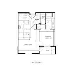 Floor Plan  A black and white image of a floor plan for a 68-plex.