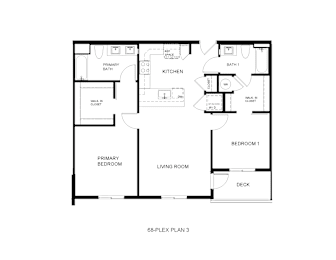 Floor Plan  A black and white image of a 6B-PLEX PLAN 3.