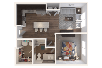 Lofts at Jefferson Station 1 Bedroom 1 Bath Floor Plan