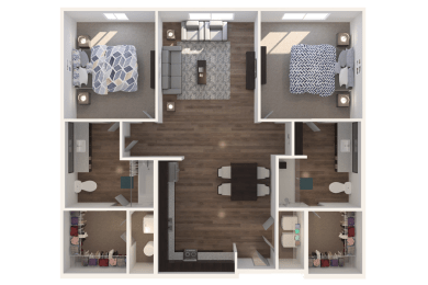 Lofts at Jefferson Station 2 Bedroom 2 Bath Floor Plan