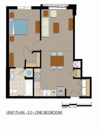 floor plan of the unit plan 2o one bedroom