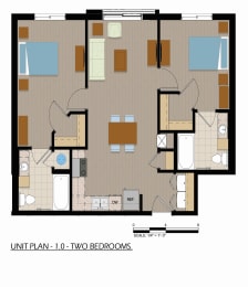 a floor plan of a house with bedrooms and a living room