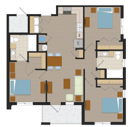 C1-3 Bedroom Floor Plan Image | The Quarry | Key West, FL
