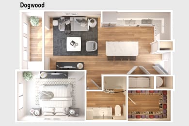 Dogwood Floor plan | 1 Bedroom 1 Bath 862 sq. ft.| Longleaf at St. John's