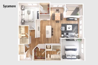 A luxurious two-bedroom, two-bathroom floor plan in Sycamore, St. Johns, Florida