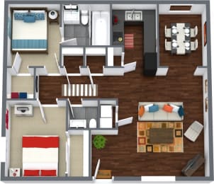 Floor Plan  Texas Apartments 2 Bedroom Floor Plan
