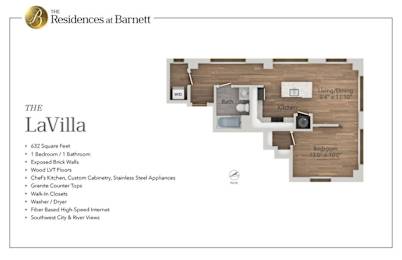 The Residences at Barnett | Downtown |The LaVilla |1 Bedroom 1 Bath | 632 sq. ft.