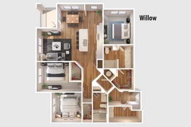 Willow Floor plan | 3 Bedroom 2 Bath 1,499 sq. ft.| Longleaf at St. John's