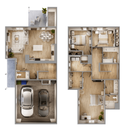 3BR Townhome Floor Plan at Regency Townes, North Carolina