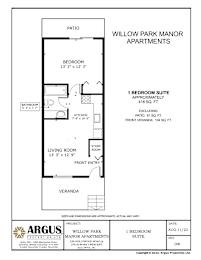 A floor plan for the Willow Park Manor Apartments.