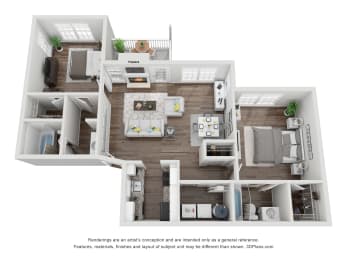2 Bedroom x 2 Bath 1,150 sf