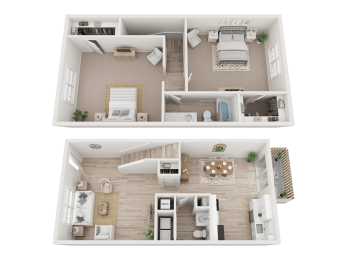 a floor plan of two different layouts of a house