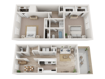 a floor plan of two different layouts of a house