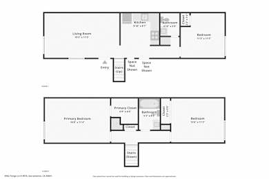 Floor Plan  A floor plan of a home with two bedrooms, a living room, and a bathroom.