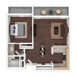 One-Bed Floor Plan at Marina Harbor, Marina del Rey, CA, 90292