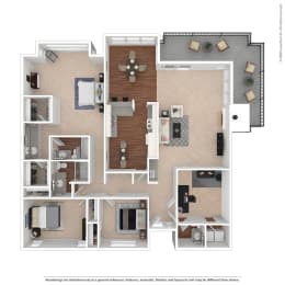 2 bedroom floor plan  the villas at spring creek apartments