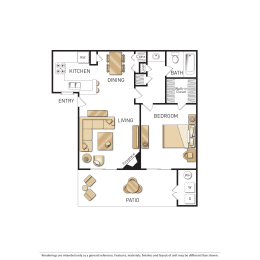 Sendero One Bedroom Floor Plan at Sendero Huntington Beach, Huntington Beach California