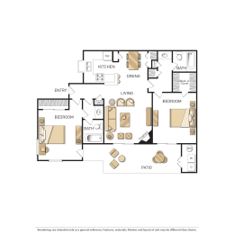 Sendero Two Bedroom Floor Plan at Sendero Huntington Beach, Huntington Beach