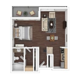 Studio Floor Plan at Marina Harbor, Marina del Rey, California
