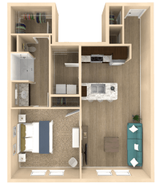1 bed 1 bath Serenity Floor Plan at The Oasis at Town Center, Florida, 32246