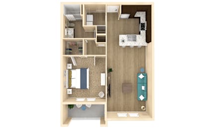 1 bed 1 bath Horizon Floor Plan with 829 square feet at The Oasis at Cypress Woods, Fort Myers, FL, 33966