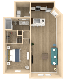 1 bed 1 bath Sanctuary Floor Plan at The Oasis at Town Center, Florida