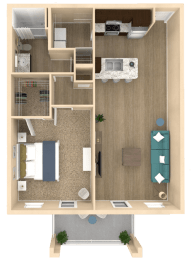 1 bed 1 bath Allure Floor Plan at The Oasis at Town Center, Jacksonville