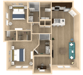 2 bed 2 bath Oasis Floor Plan at The Oasis at Town Center, Jacksonville, FL, 32246