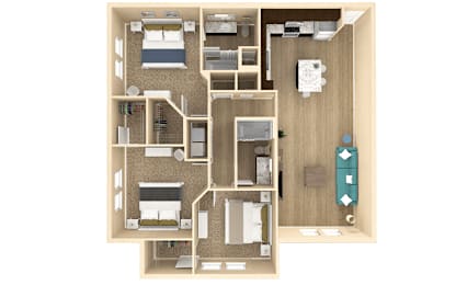3 bed 2 bath Retreat Floor Plan with 1332 square feet at The Oasis at Cypress Woods, Fort Myers, FL