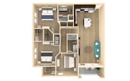 3 bed 2 bath Vista Floor Plan with 1332 square feet at The Oasis at Cypress Woods, Fort Myers, FL, 33966
