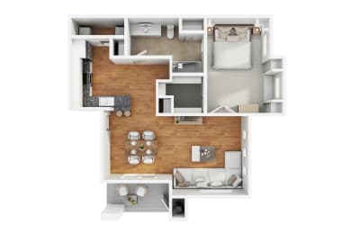 a floor plan of a house with a bedroom and a living room