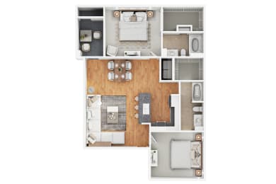2 bed 2 bath floor plan at Level 25 at Sunset by Picerne, Las Vegas, Nevada